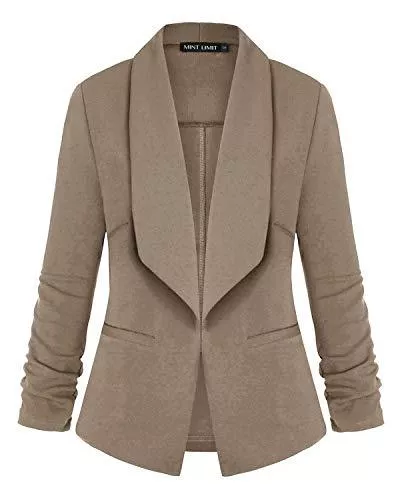 MINTLIMIT Blazer MINTLIMIT Damen Casual 3/4 Ärmel Vorne Offen Blazer Seitentaschen Arbeit Suit Büro Jacke