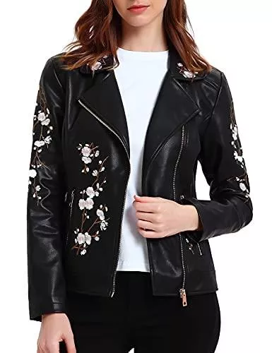 Geschallino Jacken Geschallino Kurzjacke aus Kunstleder für Damen, Motorradjacke mit Kunstpelzkragen