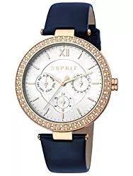 ESPRIT Uhren Esprit ES1L189L0055 Betty D. Blue Rosegold Uhr Damen-Uhr Leder-Armband Datum