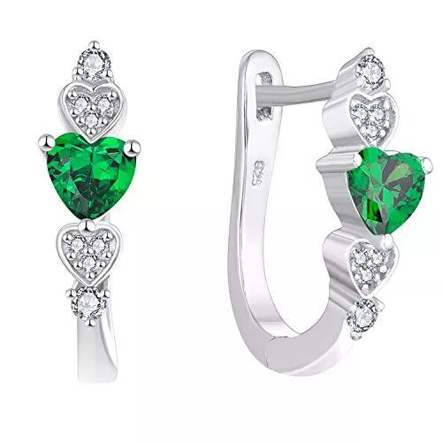 YL Schmuck YL Creolen 925 Sterlingsilber mit 12 Geburtsstein Zirkonia U Form Huggie Ohrringe für Damen