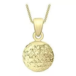 Carissima Gold Schmuck Carissima Gold Damen-Kette mit Anhänger 9ct White 8mm Diamond Cut Ball Pendant Necklace