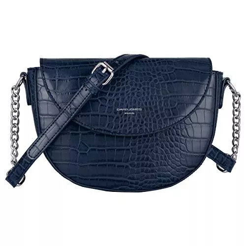 David Jones Taschen & Rucksäcke David Jones - Damen Kleine Krokodil Umhängetasche - Frauen Schultertasche PU Leder Halbe Runde Halbmond - Messenger Crossbody Bag Pochette Clutch Citytasche Abendtasche Mode Elegante - Blau