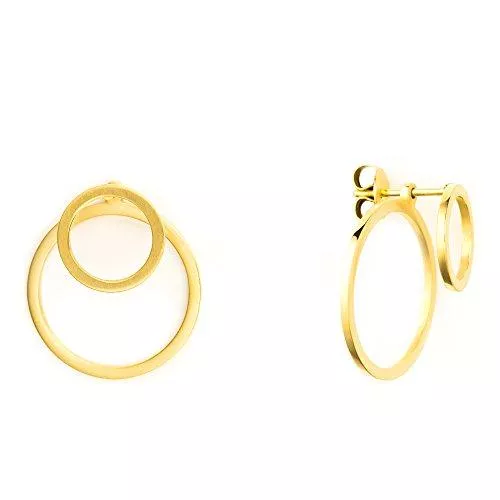 heideman ars gratia artis Schmuck Heideman Ohrringe Damen Ewiger Kreis aus Edelstahl gold farbend matt runde Ohrstecker für Frauen 2 in 1 Ohrschmuck Doppelohrringe Doppel vorne und hinten