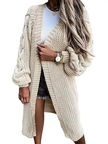 Onsoyours Strickjacken Onsoyours Damen Strickjacke Elegante Gestrickte Strickjacke Outwear Casual Cardigan Mantel Einfarbig Strickpullover Langarm Coat Offene Tops Lange Cardigan Sweater mit Kapuze