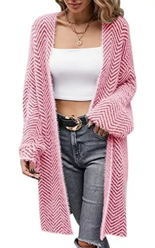 ASOMI Strickjacken ASOMI Strickjacke Damen Lang Grobstrick Cardigan Langarm Casual Herbst Winter Strickmantel