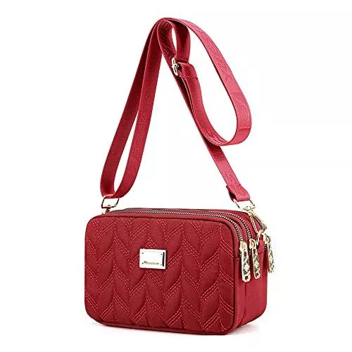 YANAIER Taschen & Rucksäcke YANAIER Damen Handy Umhängetasche Schultertasche Wasserdicht Nylon kleine Tasche Handytaschen zum Umhängen Frauen Brieftasche Burgund