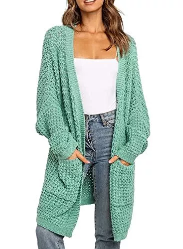 Maavoki Strickjacken Maavoki Damen Lang Strickjacke Oversize Langarm Sweater Cardigan Casual Strickmantel Herbst Outerwear mit Tasche