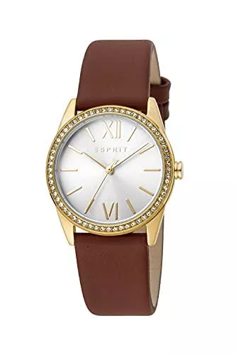 ESPRIT Uhren Esprit Damen Armbanduhr Clara 32 mm Zirkonia-Kristalle auf dem Gehäuse Armband Leather ES1L219L0025