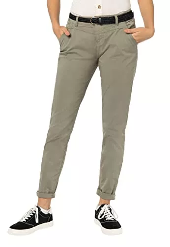 Urban Surface Hosen Urban Surface Damen Chino Stoff-Hose mit Flecht-Gürtel