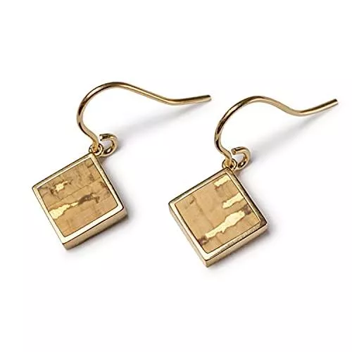 KAALEE® Schmuck KAALEE® Damen Ohrhänger Gold mit Kork 10mm | 18 Karat Gelbgold plattiert | Nachhaltiger Schmuck 100% Made in Germany - Geschenk-Box inklusive
