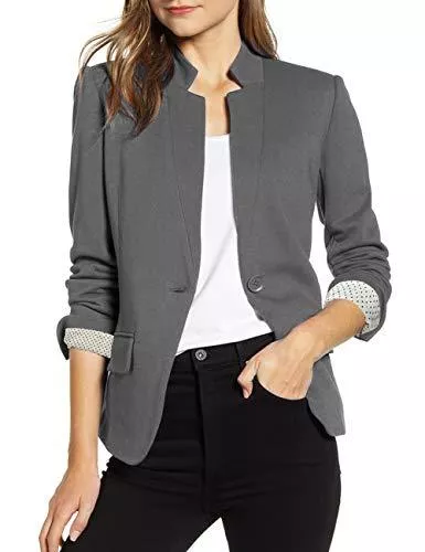 Roskiky Blazer Roskiky Damen Blazer für Frauen, Cardigan, Freizeit Business Jacke, mit Taschen, Deko Knöpfe vorne