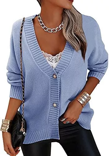 YBENLOVER Strickjacken YBENLOVER Damen Oversized Strickjacke Langarm Fledermausärmel Offene Form Zopf Cardigan