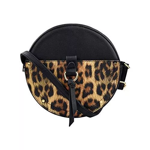 La Dearchuu Taschen & Rucksäcke La Dearchuu Runder Crossbody Tasche Damen, Leder Mini Umhängetasche Schwarzkörper Circle Schultertasche Klein Leopard Muster Schulter Tasche Frauen Mädchen
