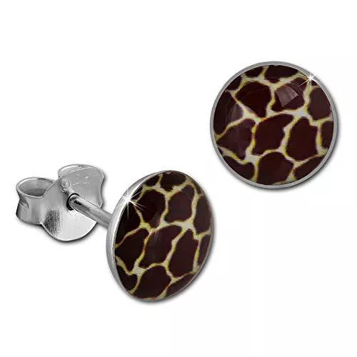 SilberDream Schmuck SilberDream Ohrringe 8mm für Damen 925 Silber Ohrstecker Giraffe braun SDO8512N