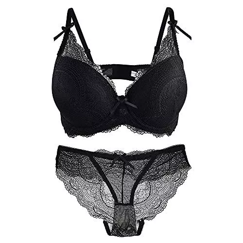 La Dearchuu Unterwäsche & Dessous La Dearchuu Damen BH Set, Push Up BH und Slip Set Gepolstertes Spitze Bügel BH Unterwäscheset Set, Komfort Gepolsterter BH Dessous Set für Frauen