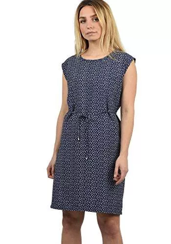 BlendShe Freizeit Blend SHE Amaia Damen Blusenkleid Lange Bluse Kleid mit Rundhalsausschnitt Knielang