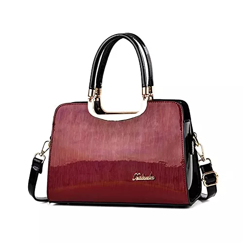 NICOLE &amp; DORIS Taschen & Rucksäcke NICOLE &amp; DORIS Damen Handtaschen Designer Frauen Umhängetasche PU Leder Schultertaschen Reißverschluss Handtasche Rotwein