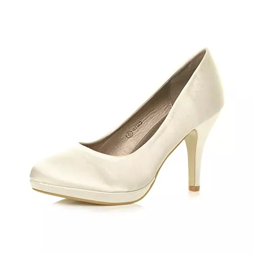 Ajvani High Heels Damen Mittel Hohen Absatz Grund Party Abend Elegant Pumps Plateauschuhe Größe