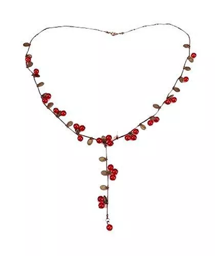 Miniblings Schmuck Miniblings Johannisbeere Kette Halskette 75cm Bronze Damen Damenkette Kinderkette Sommerfest rote Perle Obst Kette Beeren rot