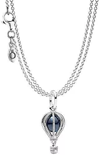 Pandora Schmuck Pandora Anhänger Heißluftballon mit 2-reihiger Halskette Silber 925 eleganter Halsschmuck für Damen, wunderschönes Geschenk-Set für modische Frauen, 75251
