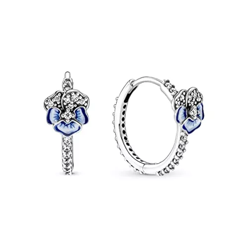 Pandora Uhren Pandora Moments Blaue Stiefmütterchen Ohrringe aus Sterling-Silber mit Cubic Zirkonia, 290775C01