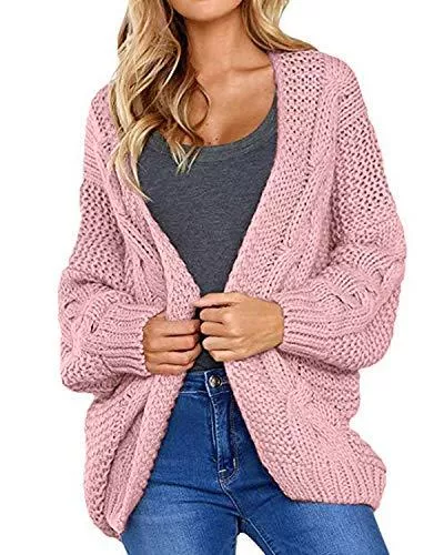 CNFIO Strickjacken CNFIO Strickjacke Damen Grobstrickjacke Oversize Cardigan Langarm Mantel Jacke Winter/Herbst Weihnachten