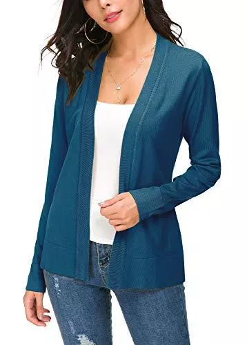 EXCHIC Strickjacken Damen Elegant Casual Strickjacke Solid Langarm Cardigan Leicht Gestrickt Blazer