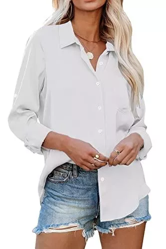 Lantch Langarmblusen Lantch Damen Bluse Shirt Sommer Hemdbluse Kurzarm Hemd Tops Frauen Oberteile T-Shirt