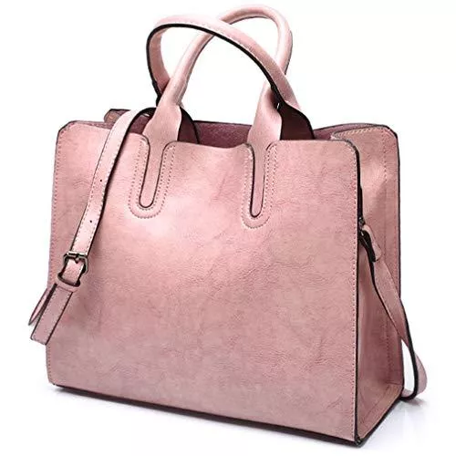 Pahajim Taschen & Rucksäcke Pahajim Handtasche Damen Weichem PU Leder Wasserdicht Schultertashe Großer Kapazität Frauen Shopper Elegant Retro Tote Umhängetasche für Business Arbeitstasche Reisetaschen(Rosa)