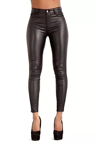 Glook Hosen Hochwertige Damenhosen, Glatte Damen Hose, Frauen Kunstlederhose, PU Lederhose Jean | Skinny Slim Fit Strumpfhose in voller Länge Stylische Hose mit Reißverschlüssen