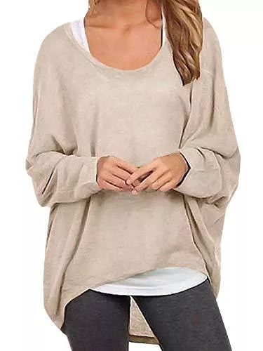 ZANZEA Langarmshirts ZANZEA Damen Lose Asymmetrisch Jumper Sweatshirt Pullover Bluse Oberteile Oversize Tops