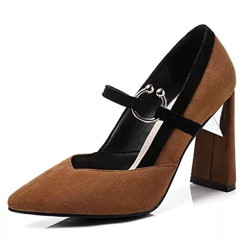 Lizoleor High Heels Lizoleor Damen Knöchelriemchen Mary Jane Mode Pointed Toe Höhe Ferse Pumps Kleid