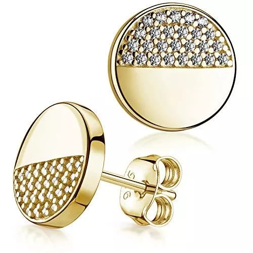 Matthias Wagner Schmuck MATERIA by Matthias Wagner Damen Ohrstecker rund flach aus 925 Silber mit Zirkonia 10mm in Schmuck Etui