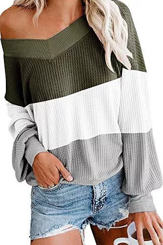 Viottiset Pullover & Strickmode Viottiset Damen Oberteile Strick V-Ausschnitt Locker Langarmshirts