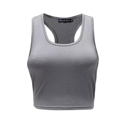 OThread &amp; Co Tops OThread &amp; Co. Damen Basic Crop Tops Stretchy Casual U-Ausschnitt Racerback Sport Crop Tank Top