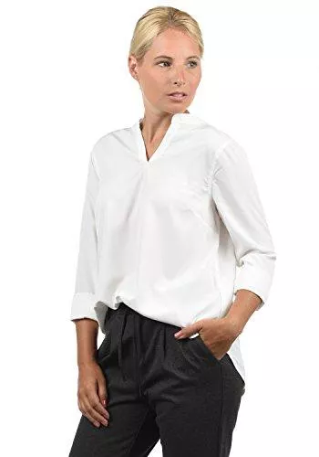 BlendShe Langarmblusen Blend SHE Amore Damen Tunika Bluse Langarm mit Rundhalsausschnitt und Spitze