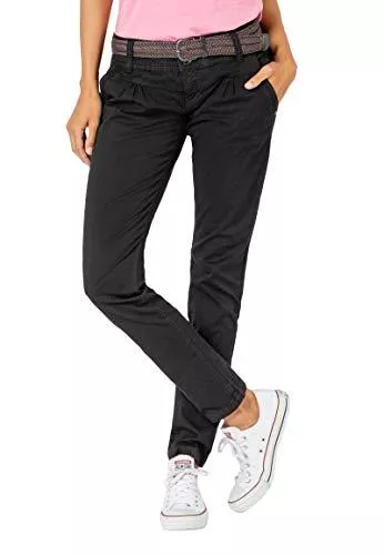 Urban Surface Hosen Urban Surface Damen Chino Stoff-Hose mit Flecht-Gürtel