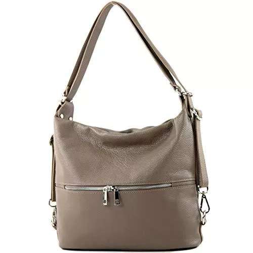 modamoda de Taschen & Rucksäcke modamoda de - T233 - ital. Damen Rucksack Tasche 2in1 aus Leder