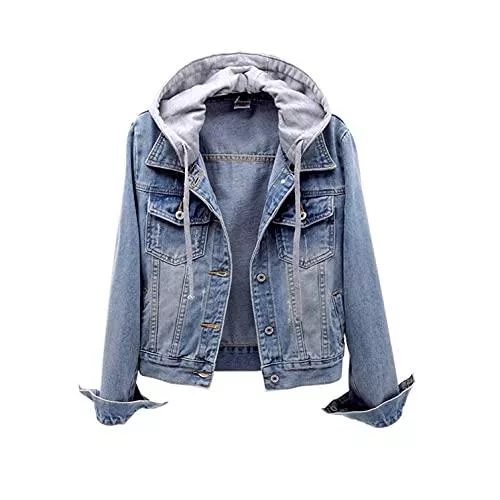 Generic Jacken Generic Damen Jeansjacke Kurz Hellblau Slim Fit Leichte Sommerjacke Übergangsjacke Boyfriend Outdoor Vintage Jacke Outwear Herbst und Winter Coat Tops