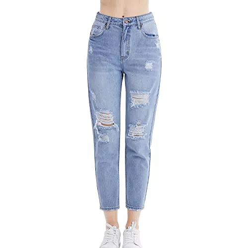 Y2 Jeans Y2 Damen Skinny Ripped Jeans Mittlere Taille Rissen Löcher Ankle Jeanshosen