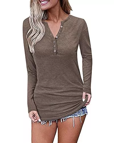 MISFAY Langarmshirts MISFAY Lässige Langarm Tunika Oberteile für Damen