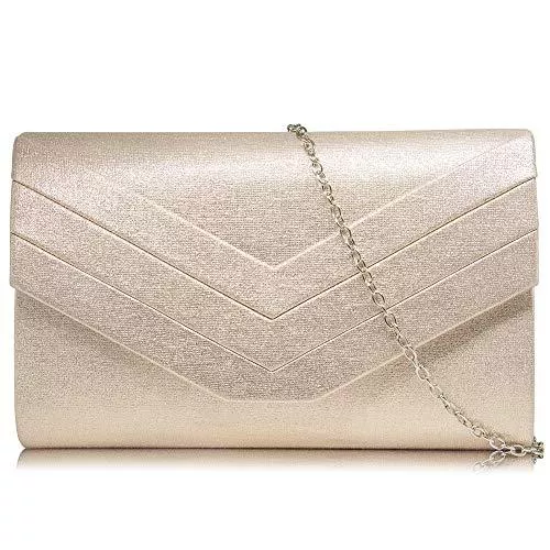 Milisente Taschen & Rucksäcke Milisente Damen Clutch, Handtasche Clutch Umschlag Crossbody schultertasche Damen Clutch Tasche Abendtasche Leder Klein Umhängetasche (Gold)