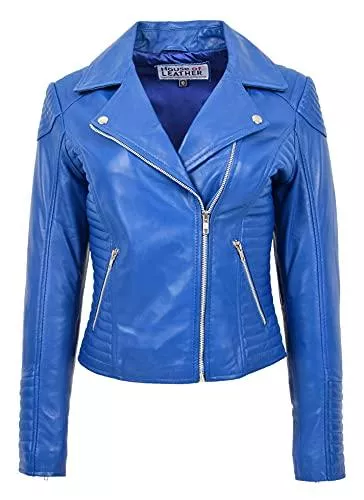 House Of Leather Jacken House Of Leather Damen Echt Leder Biker Jacke Kreuzen Reißverschluss Schlanke Passform Stil Anna