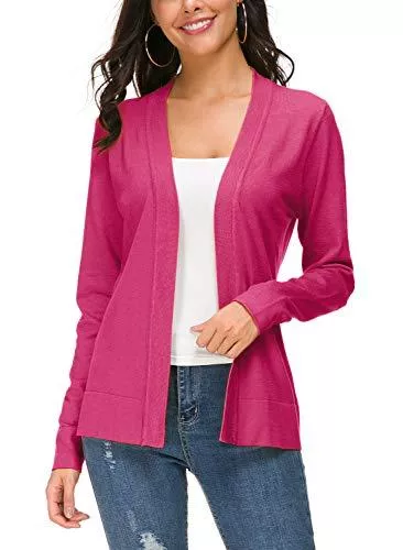 EXCHIC Strickjacken Damen Elegant Casual Strickjacke Solid Langarm Cardigan Leicht Gestrickt Blazer