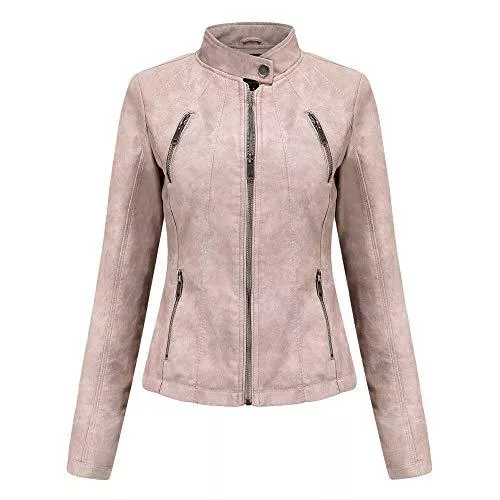 GITVIENAR Jacken GITVIENAR Lederjacke Damen, PU Kunstleder Slim Fit Cooles Degisn mit Reißverschluss Bikerjacke Kurzmantel Motorradjacke Kurze Jacke Übergangsjacke