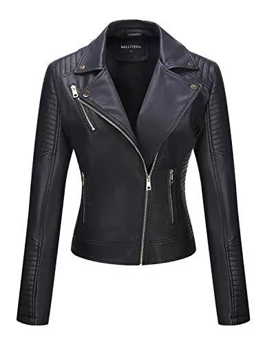 BELLIVERA Jacken BELLIVERA Damen PU Lederjacke (3 Farben), Bikerjacke mit Reißverschluss, Kurze Jacke für Herbst, Frühling