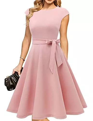DRESSTELLS Cocktail DRESSTELLS Schönes Kleid für Damen A-Line Swing Cocktail Vintage Kleid Midilang