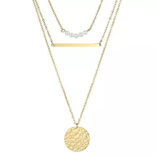 BONNYBIRD Schmuck BONNYBIRD ® Halsketten Damen mit verschiedenen Anhängern, Hochwertige Edelstahl Ketten in Silber, Gold &amp; Rosé, Multi Layer geeignet