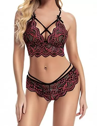 klier Unterwäsche & Dessous klier Sexy Dessous-Set für Damen, mit Spitze, BH und Höschen, 2-teilig, mit Riemen, Babydoll-Body