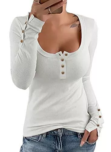 HAPPY SAILED Langarmshirts HAPPY SAILED Damen Langarm Shirt V-Ausschnitt Langarmshirt Pullover Strickpullover Sweatershirt Oberteil Bluse Tunika S-XXL